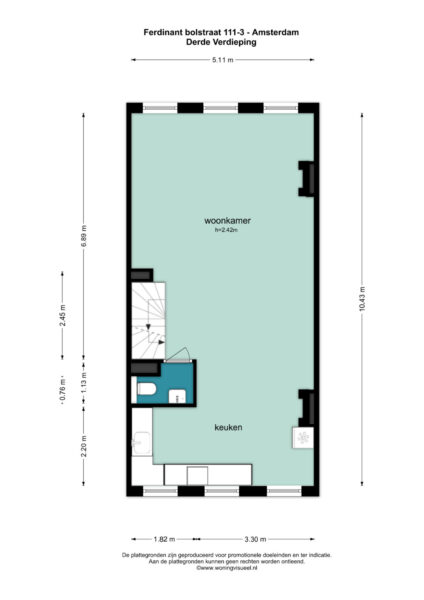 ferdinand bolstraat 111 3, amsterdam – plattegrond 3