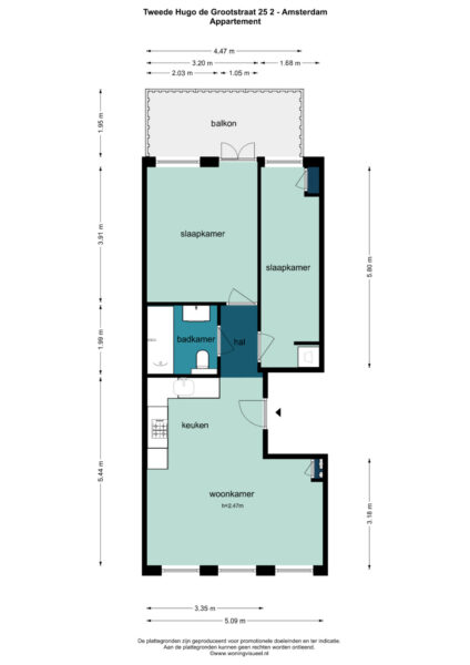 tweede hugo de grootstraat 25 2, amsterdam – plattegrond