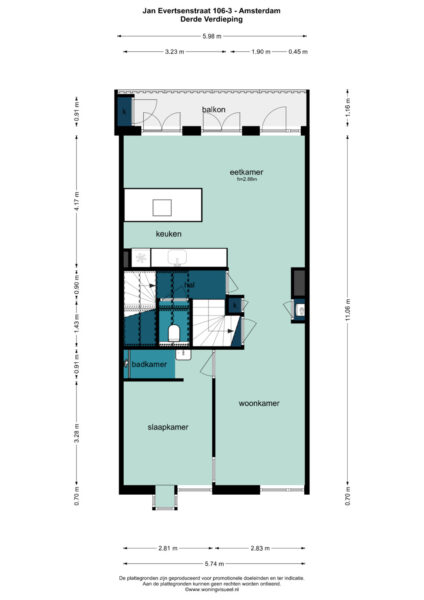 jan evertsenstraat 106 3, amsterdam – plattegrond 2