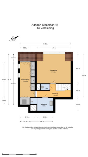 adriaan stooplaan 45, overveen – plattegrond 3