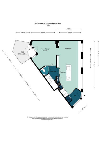 bloemgracht 197h, amsterdam – plattegrond 2