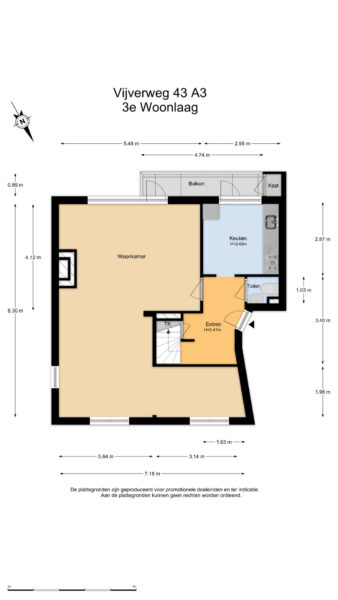 vijverweg 43a3, bloemendaal – plattegrond 2