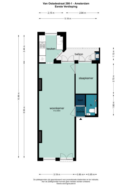 van ostadestraat 286 1, amsterdam – plattegrond