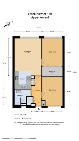 swaluëstraat 17b, zandvoort – plattegrond 3