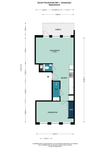 govert flinckstraat 390 1, amsterdam – plattegrond