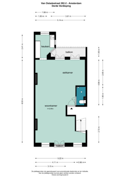 van ostadestraat 282 3, amsterdam – plattegrond