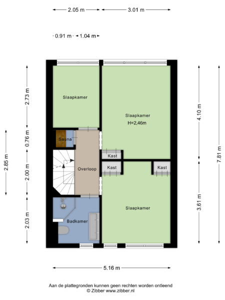zwanebloembocht 156, velserbroek – plattegrond 3