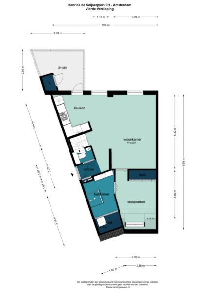 henrick de keijserplein 9h, amsterdam – plattegrond