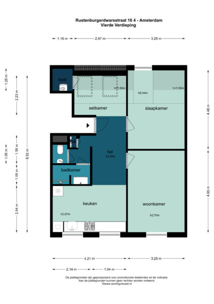 rustenburgerdwarsstraat 16 4, amsterdam – plattegrond 2