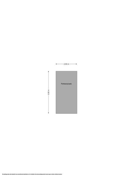 Rectangular parking space dimensions 2.50m by 5.00m.