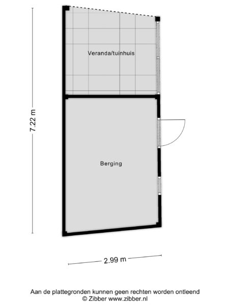Floor plan of a veranda and storage room.