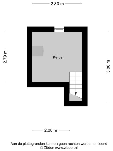 Basement floor plan with measurements in meters.
