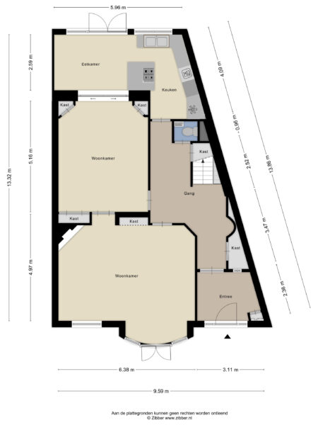 Apartment floor plan with room dimensions.