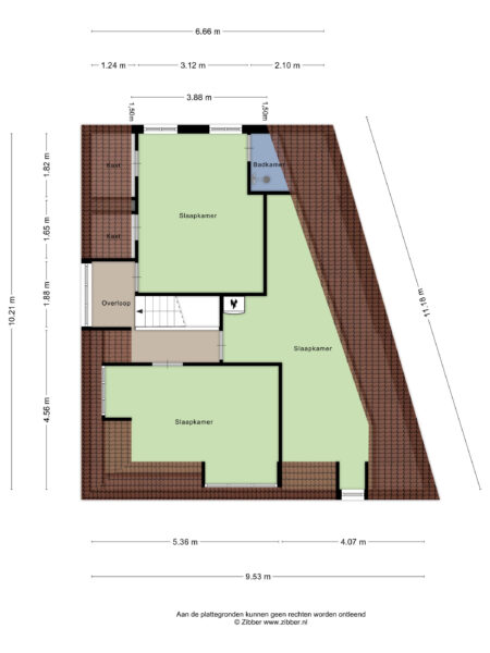 Floor plan with three bedrooms and bathroom layout.
