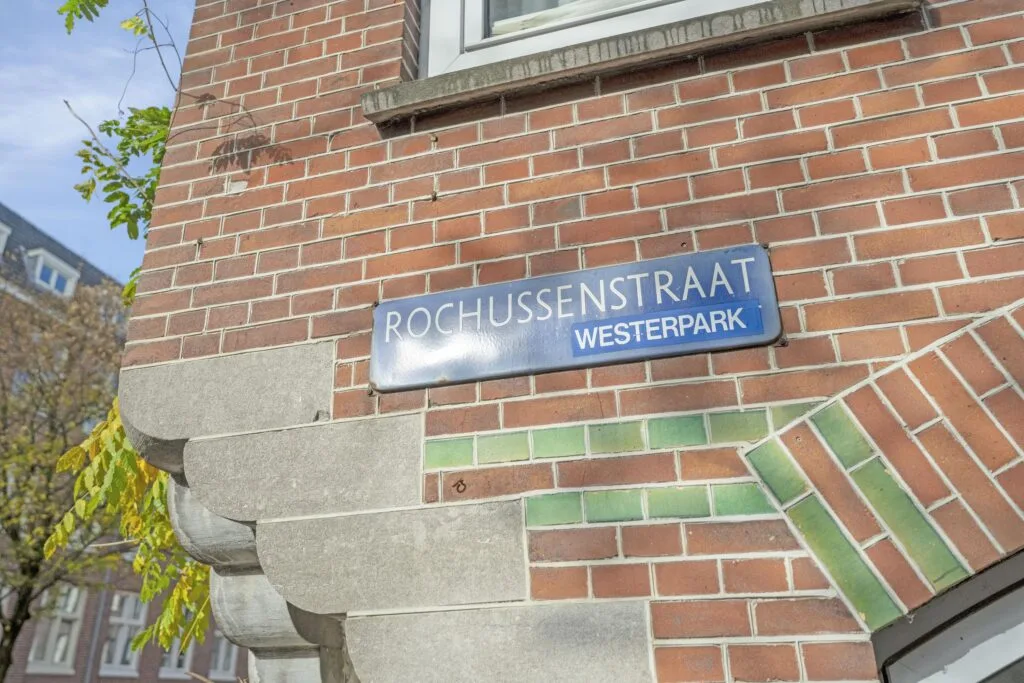 Rochussenstraat street sign in Westerpark, Amsterdam.