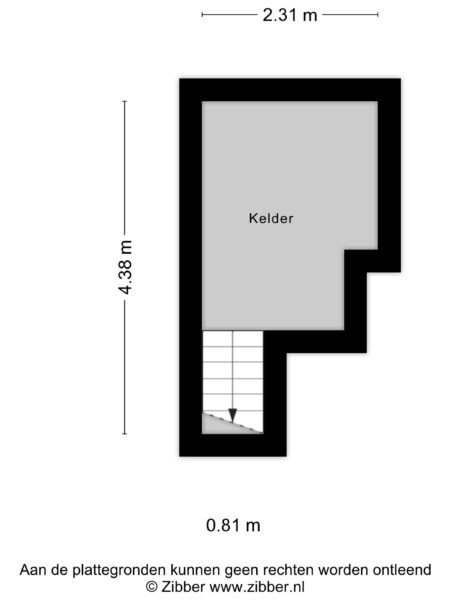 Basement floor plan with dimensions in meters.