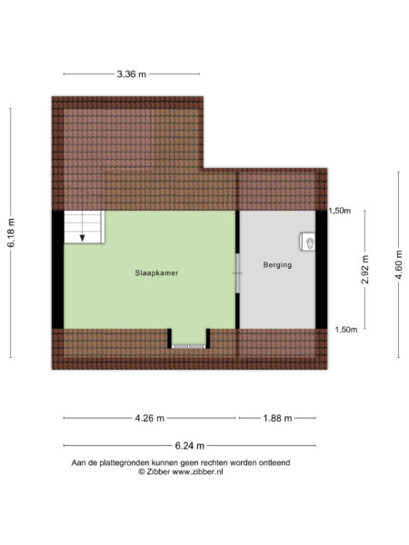 Attic floor plan with bedroom and storage area.