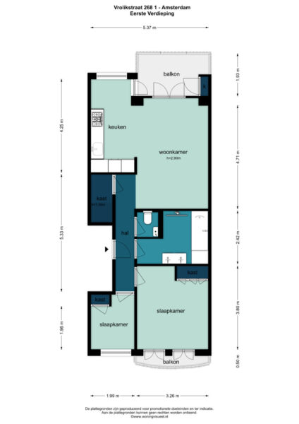 Apartment floor plan with rooms and balconies labeled.
