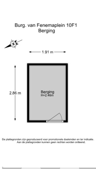 Storage room floor plan with dimensions