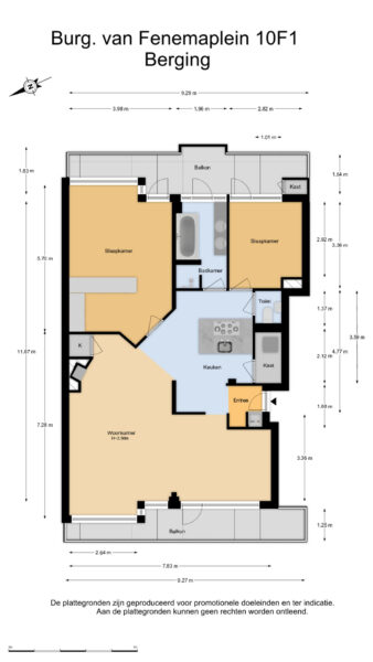 Apartment floor plan with dimensions and layout
