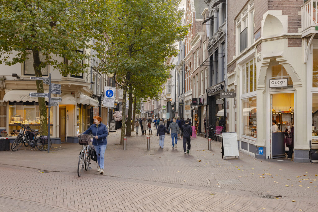 People walking on a Dutch shopping street