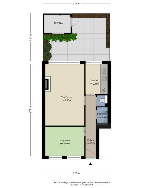 Floor plan with bedroom, kitchen, living, and bath.