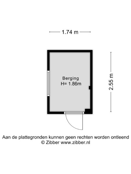 Storage room floor plan, measurements in meters