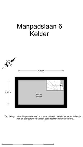 Basement floor plan, dimensions 4.36m x 2.36m.