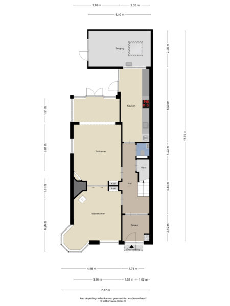 House floor plan with labeled rooms and dimensions.