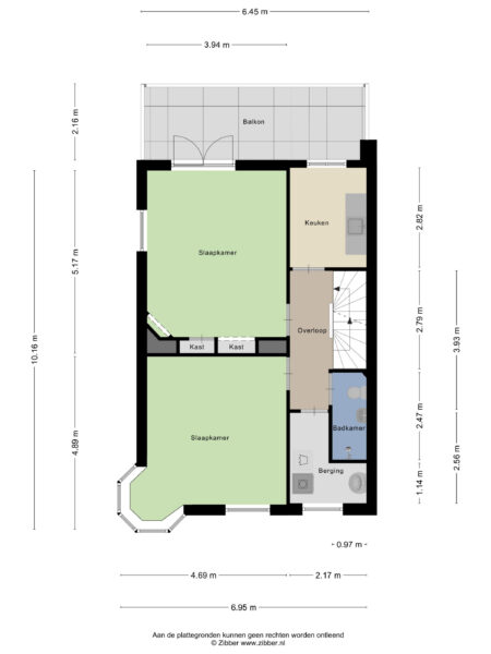 Floor plan of an apartment with dimensions.
