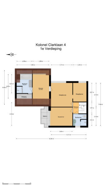 Floor plan of Kolonel Clarklaan 4, first floor.