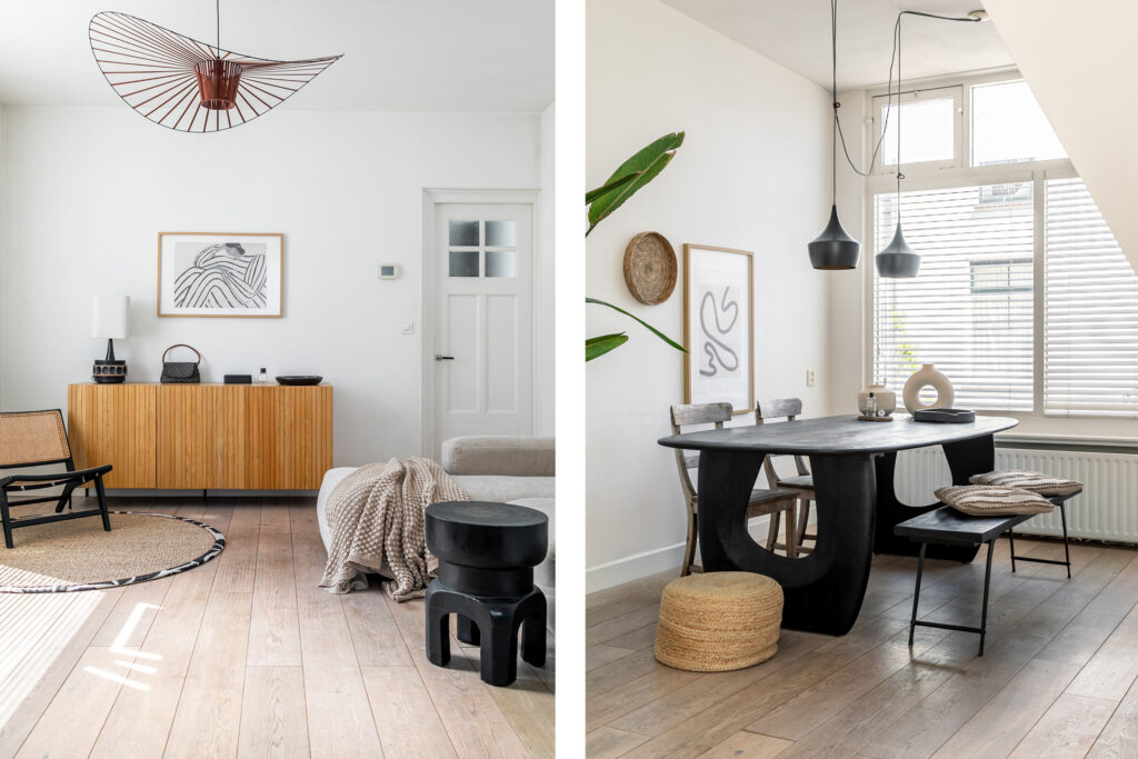 Minimalist living and dining room interior design.