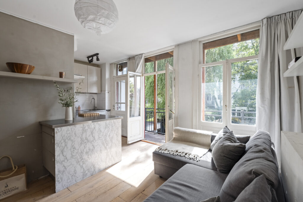 Modern living room with balcony view