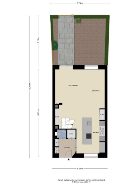 Ground floor layout with kitchen and living room.
