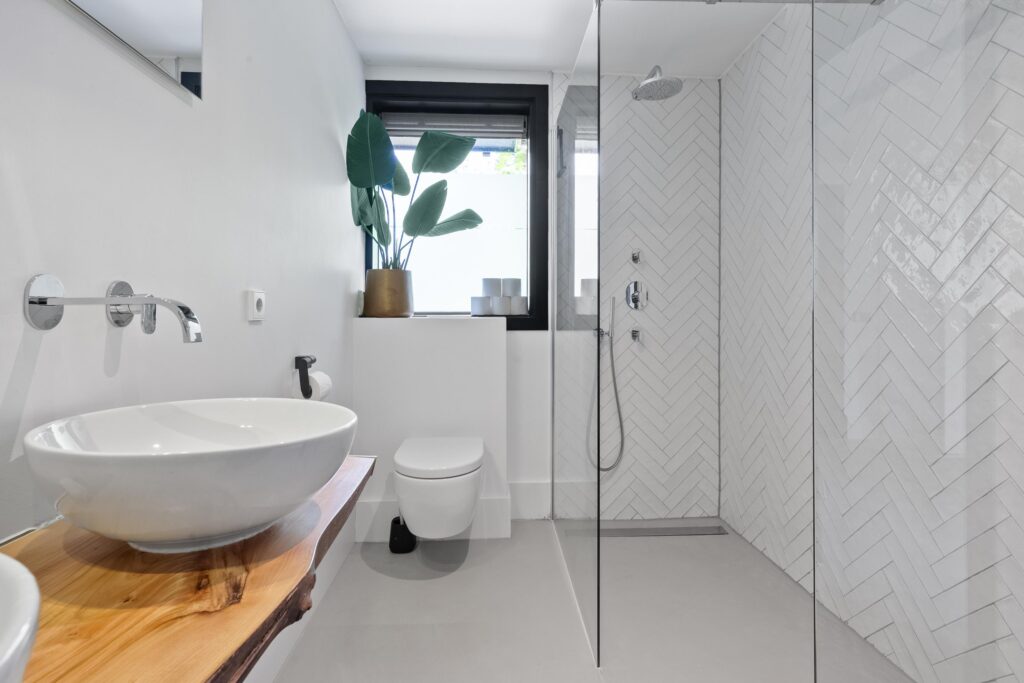 Modern bathroom with elegant shower and sink