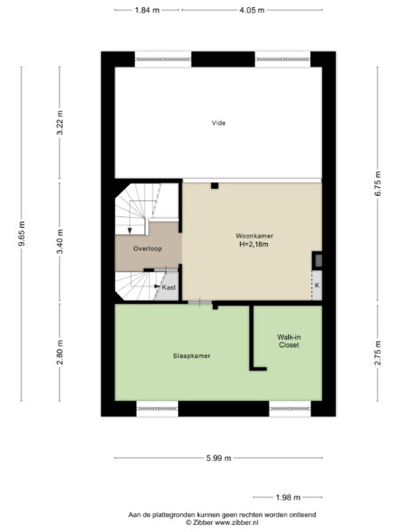 Floor plan with living room, bedroom, closet.