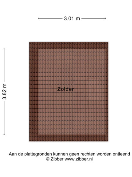 Zolder floorplan, 3.01x3.82 meters