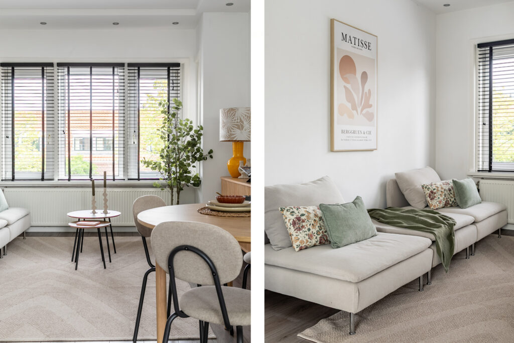 Modern living room with light furniture and decor