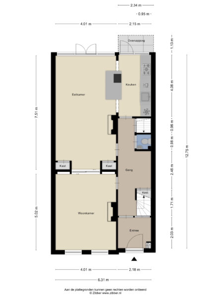 Floor plan with living room, kitchen, dining area.
