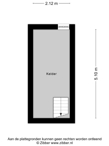 Basement floor plan 2.12m by 5.10m