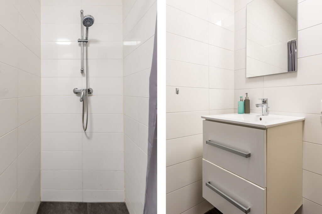 Modern bathroom with shower and sink