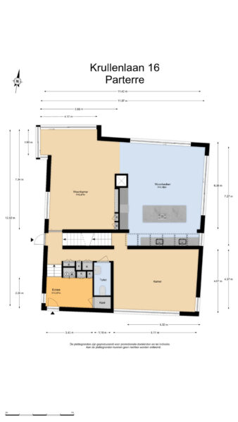 Floor plan of Krullenlaan 16 ground floor