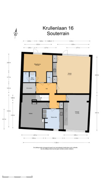 Basement floor plan with rooms and dimensions.