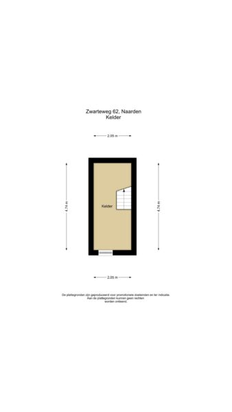 Floor plan of basement at Zwarteweg 62, Naarden