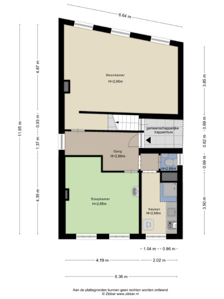 Apartment floor plan with dimensions and labeled rooms