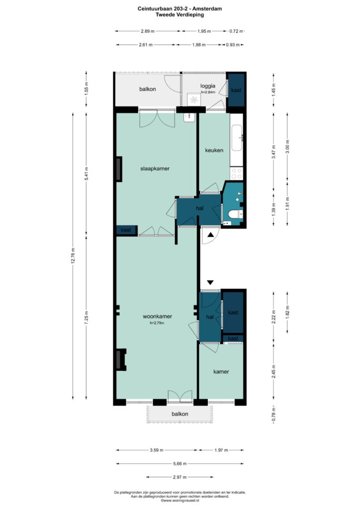 Apartment floor plan, second floor, Amsterdam.