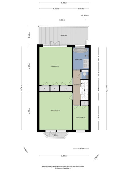 Detailed floor plan with three bedrooms and balcony