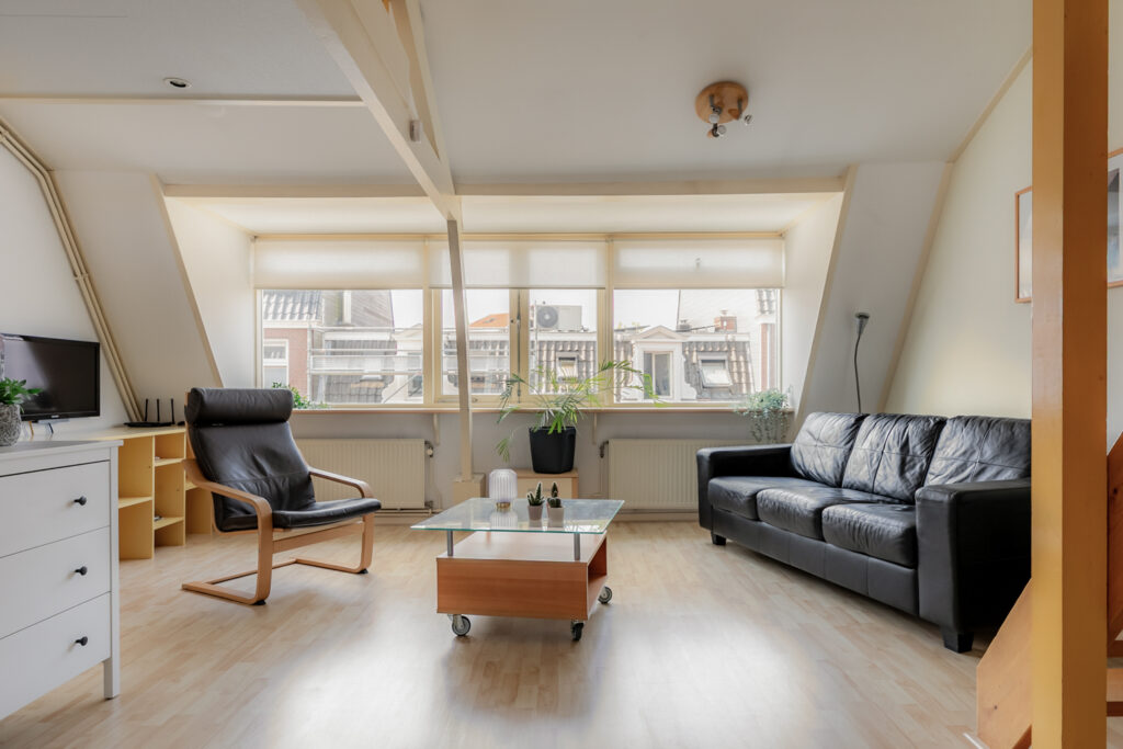 Modern living room with sofa and armchair.