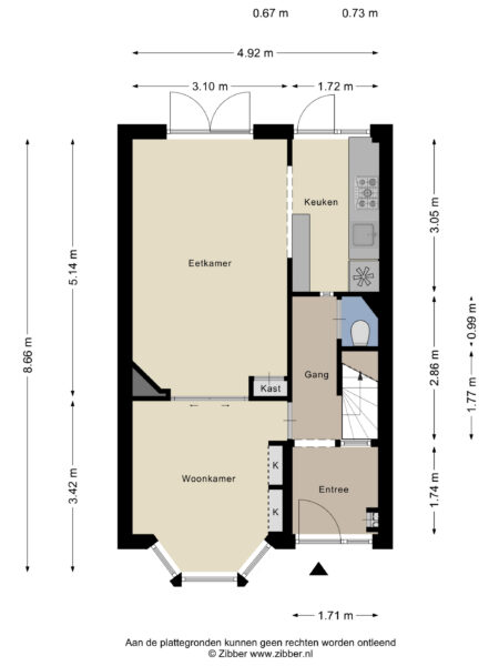 First floor apartment layout with measurements.