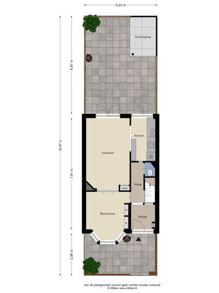 Floor plan with kitchen and living room layout.